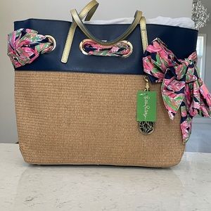 Lily Pulitzer straw resort tote